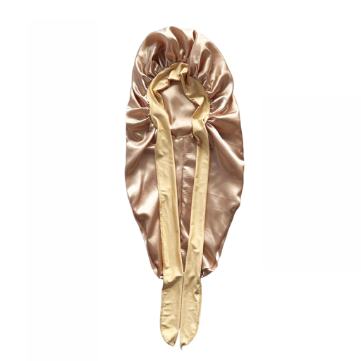Bonnet long en soie 68 x 32 cm avec élastique en satin pour cheveux bouclés, dreadlocks, tresses, protection capillaire