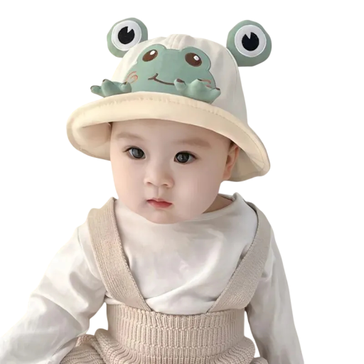 Børnehat frø med øjne Hovedomkreds 46–48 cm Babysommerhat 6–24 måneder Bomulds-polyester solhat