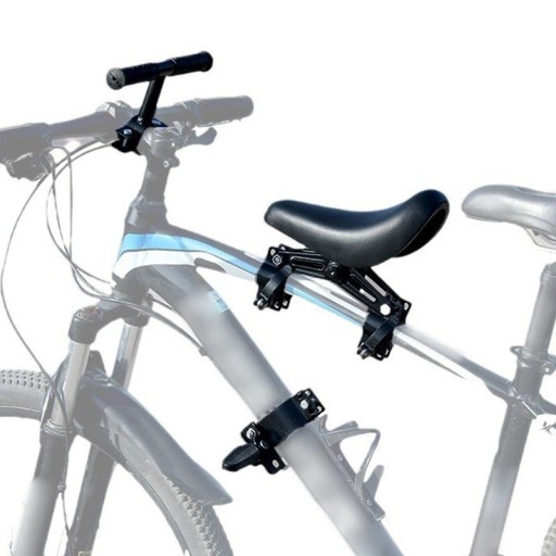 Børnesæde til cykel med styr og pedaler 23,5 × 10,5 cm dobbelt fastgørelse sammenklappelige fodstøtter sort til kørsel med barn