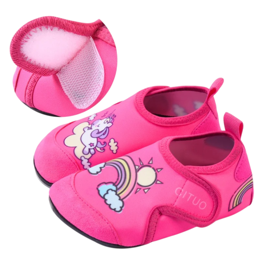 Børnesko til vand CITUO Lukning med velcro Gummisål Polyesteroverdel med print af enhjørninge Rosa Til stranden og poolen