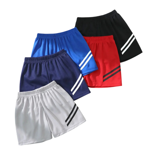 Børns drenge sports shorts sæt 5 stk. hurtigtørrende shorts til drenge med sportsstriber til leg og sport