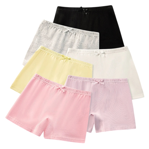 Børns pigeshorts sæt 4 stk. med dekorativ sløjfe og elastisk talje glatte bomulds shorts til piger til hverdag