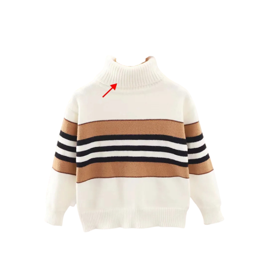 Børns stribede sweater med høj hals Langærmet Høj krave Stribet mønster Polyester Acetat Efterårs- og vinter sweater til drenge og piger Børns stribede sweater med høj hals Langærmet Høj krave Stribet mønster Polyester Acetat Efterårs- og vinter sweater til drenge og piger