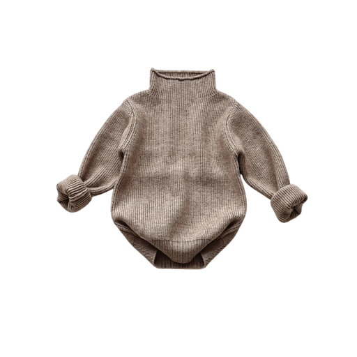 Børns strikket rullekravesweater 12M–6Y Efterårs- og vinter ensfarvet top til drenge og piger Blød bomulds- og polyesterbasis sweater Forskellige farver