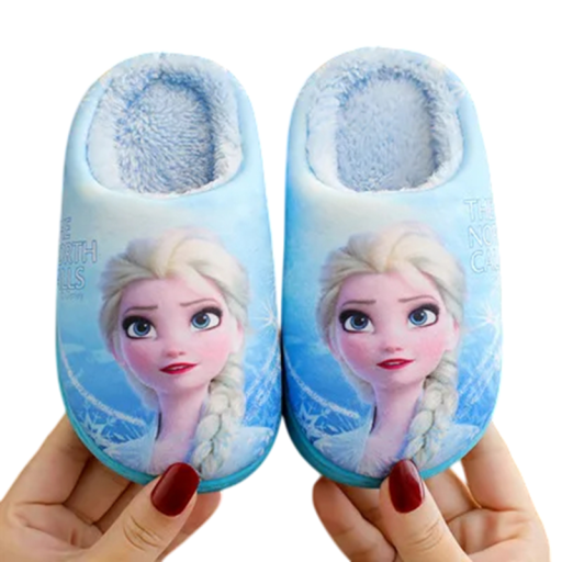 Børns vintertøfler med prinsesse Elsa Bløde plys-tøfler med Frost-print Varme hjemmesko til piger Vinterkomfort