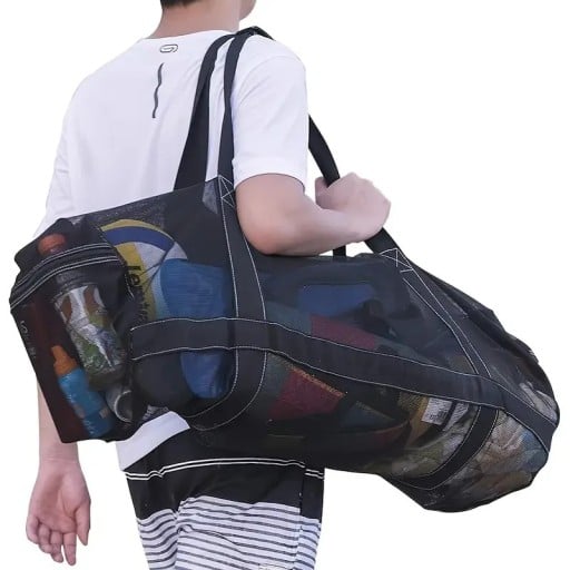 Borsa a rete per attrezzatura subacquea 94 x 38 x 38 cm Capacità 100 l Borsa sportiva trasparente in poliestere per spiaggia, piscina e sport