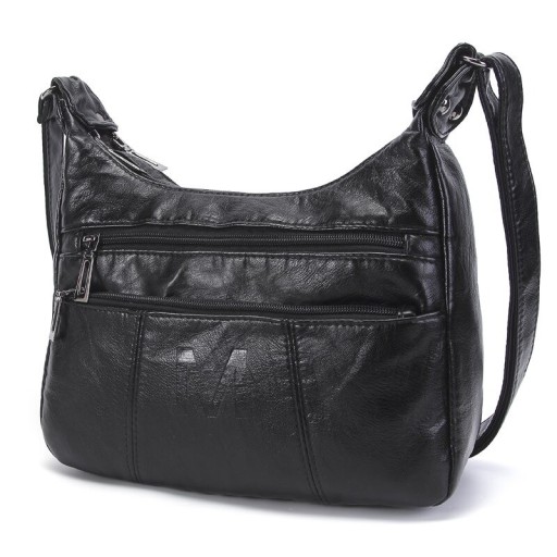 Borsa a tracolla da donna con zip e due tasche con zip sul davanti Cinghia a spalla in PU e poliestere Dimensioni 27 x 17 cm