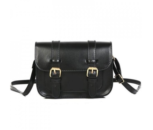 Borsa a tracolla da donna in stile retrò con patta e due fibbie Tracolla regolabile in PU e poliestere 19,5 x 13,5 x 6,5 cm