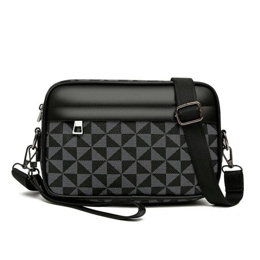 Borsa a tracolla da uomo 24×14×5 cm Borsa da lavoro di lusso in pelle sintetica Elegante borsa per scrivere per telefono Motivo a quadretti