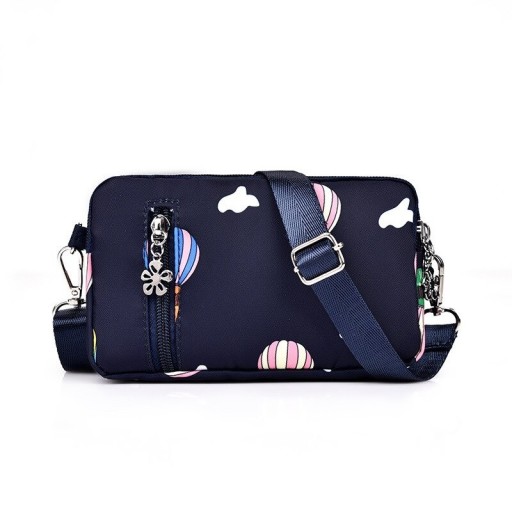 Borsa a tracolla piccola da donna con stampa di mongolfiere Blu scuro Tasca anteriore con zip Cotone e poliestere 17 x 12 x 5 cm