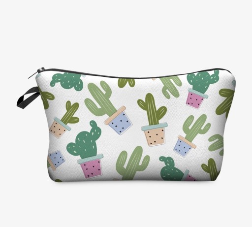Borsa cosmetica con stampa di cactus