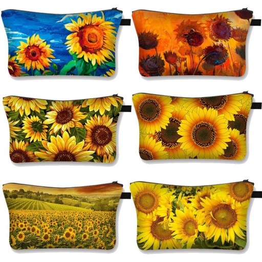 Borsa cosmetica da donna girasole