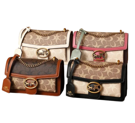 Borsa da donna a contrasto con fibbia 22 x 7 x 14 cm PVC e poliestere Design elegante e distintivo Borsa pratica da portare a mano