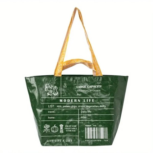 Borsa da shopping impermeabile 33 x 33 cm in tessuto PP Bianco o verde Borsa stampata Borsa grande portatile per verdura e spesa
