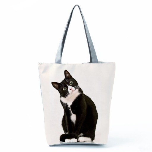 Borsa in tela da donna con gatto