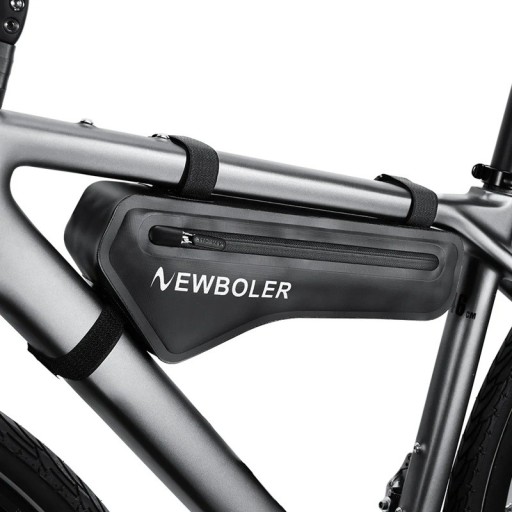 Borsa nera per bicicletta da montare sul telaio 36 x 12 x 5,8 cm Borsa impermeabile in PVC 1,5 l Grande capacità Resistente all'usura Facile da installare