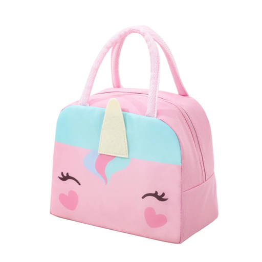 Borsa termica rosa per il pranzo 23 x 14 x 19 cm Unicorno illustrato Borsa per il cibo isolata termicamente Borsa termica per bambini Borsetta