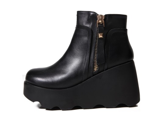 Botas de cano curto de inverno para senhora com plataforma alta