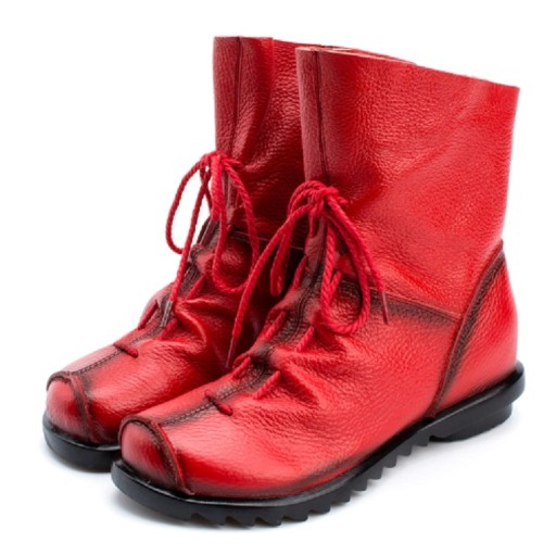 Botas de cano curto em pele para senhora J1722