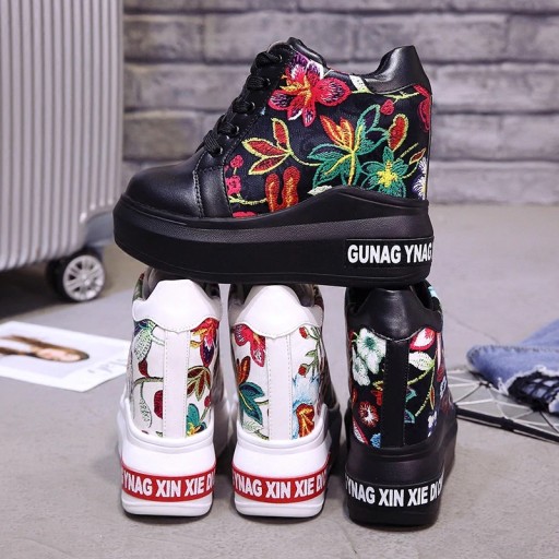 Botas de cano curto femininas com flores J1102