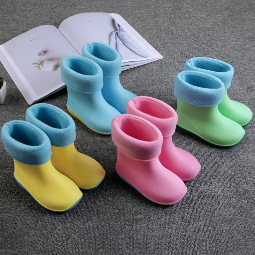 Botas de chuva para crianças com pelúcia