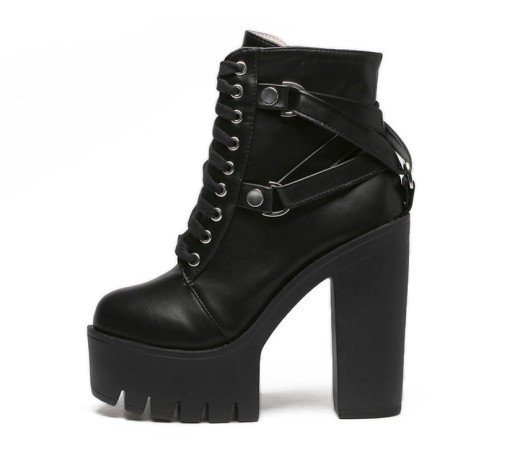 Botas de tornozelo femininas com salto alto