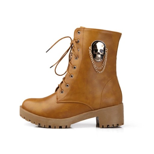 Botas de tornozelo femininas com skull J1713