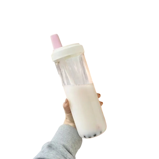 Botella de plástico para bebidas con popote y protección contra derrames 800 ml Vaso de plástico para beber rosa o morado para batidos, té y bebidas