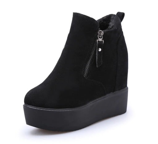 Botine de iarnă pentru femei cu platformă - Negre
