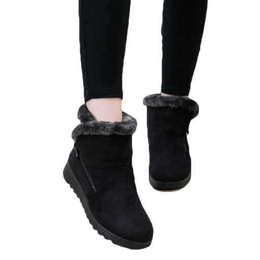 Bottes d'hiver à talon pour femmes avec fourrure J1815