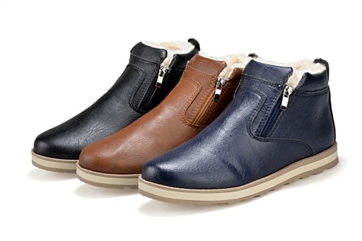 Bottes d'hiver en cuir pour hommes avec fourrure J2211