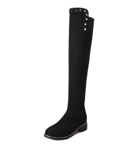 Bottes en suède pour femmes avec strass - Noires