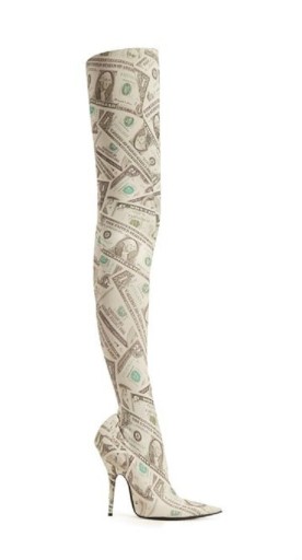 Bottes pour femmes au-dessus du genou avec imprimé dollars