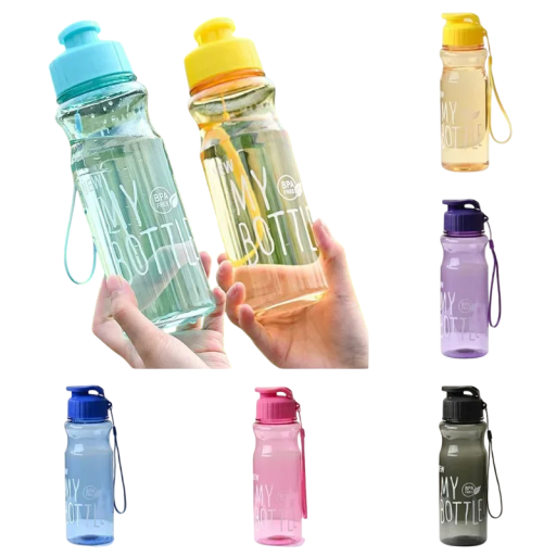 Bottiglia d'acqua 650 ml Leggera e resistente bottiglia sportiva con tappo ermetico Bottiglia idratante per bere Design ergonomico Collo largo
