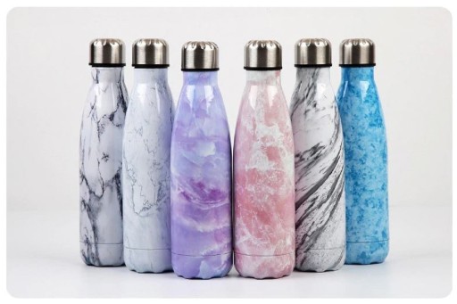 Bottiglia da viaggio in acciaio inox con motivo marmo