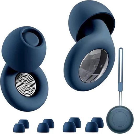 Bouchons d'oreilles en silicone pour atténuation du bruit avec filtre acoustique et embouts interchangeables dans un étui pour dormir et pour les environnements bruyants
