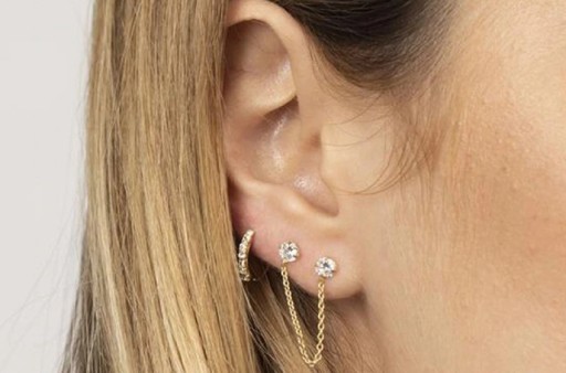 Boucles d'oreilles à chaînes pour femmes à deux trous