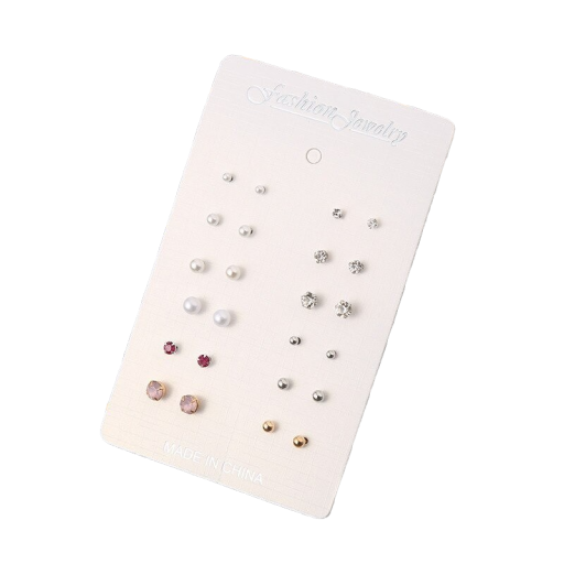 Boucles d'oreilles à clou pour femmes 12 paires G1489