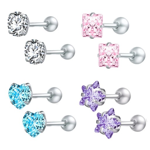 Boucles d'oreilles à clou pour femmes 4 paires