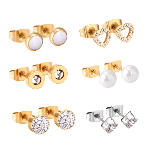 Boucles d'oreilles à clou pour femmes 6 paires G953