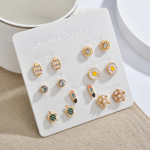 Boucles d'oreilles à clou pour femmes 7 paires