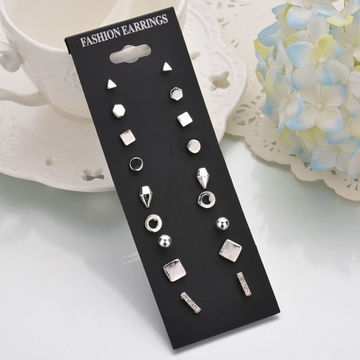 Boucles d'oreilles à clou pour femmes 9 paires