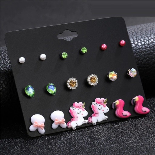 Boucles d'oreilles à clou pour femmes 9 paires G1318