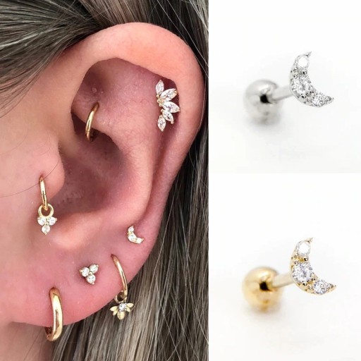 Boucles d'oreilles à clou pour femmes avec zircon