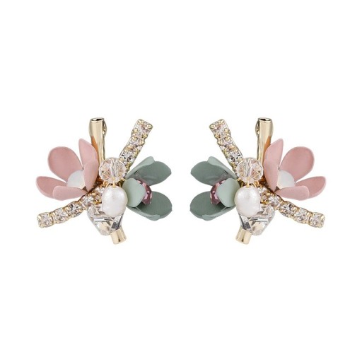 Boucles d'oreilles à clou pour femmes fleurs avec zircon