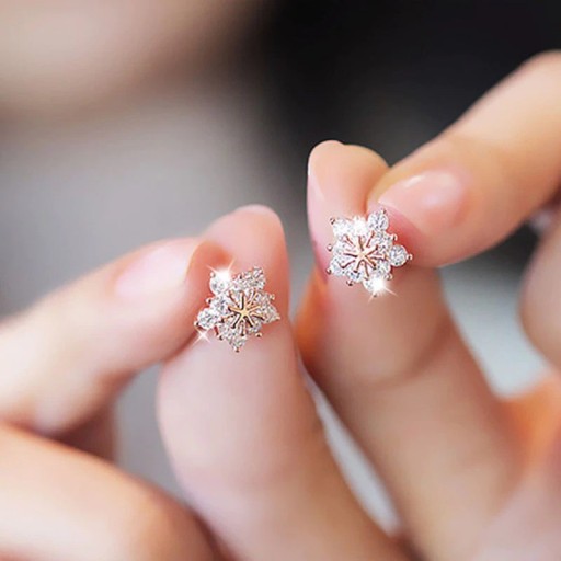 Boucles d'oreilles à clou pour femmes flocons de neige J448