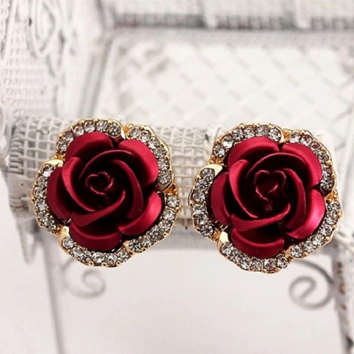 Boucles d'oreilles à clou pour femmes rose C1092