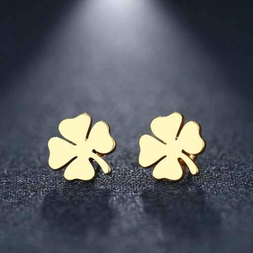 Boucles d'oreilles à clou pour femmes trèfle