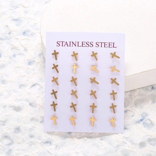 Boucles d'oreilles à clous pour femmes 12 paires G1213