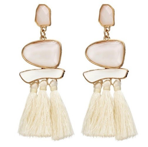 Boucles d'oreilles avec pierres et franges J2925